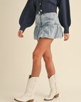 Chichi Denim Bubble Hem Skirt