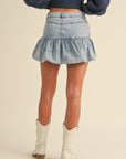 Chichi Denim Bubble Hem Skirt