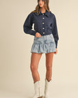 Chichi Denim Bubble Hem Skirt