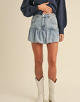 Chichi Denim Bubble Hem Skirt
