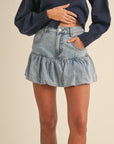 Chichi Denim Bubble Hem Skirt