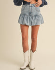 Chichi Denim Bubble Hem Skirt