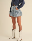 Chichi Denim Bubble Hem Skirt