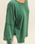 Lila Washed Oversized Long Sleeve Top With Slit