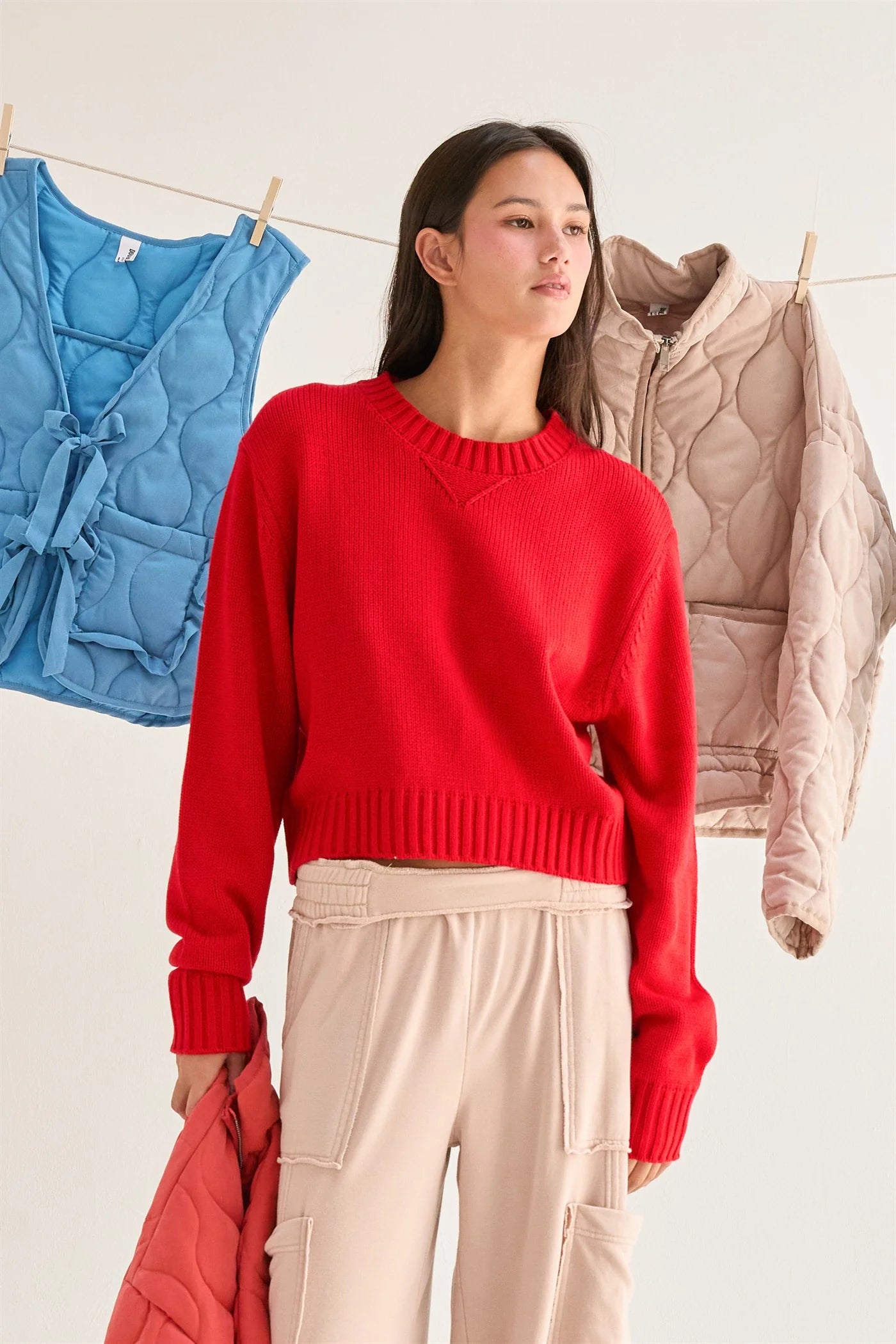 Dottie Cropped Long Sleeve Sweater