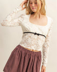 Ribbon Detail Lace Top