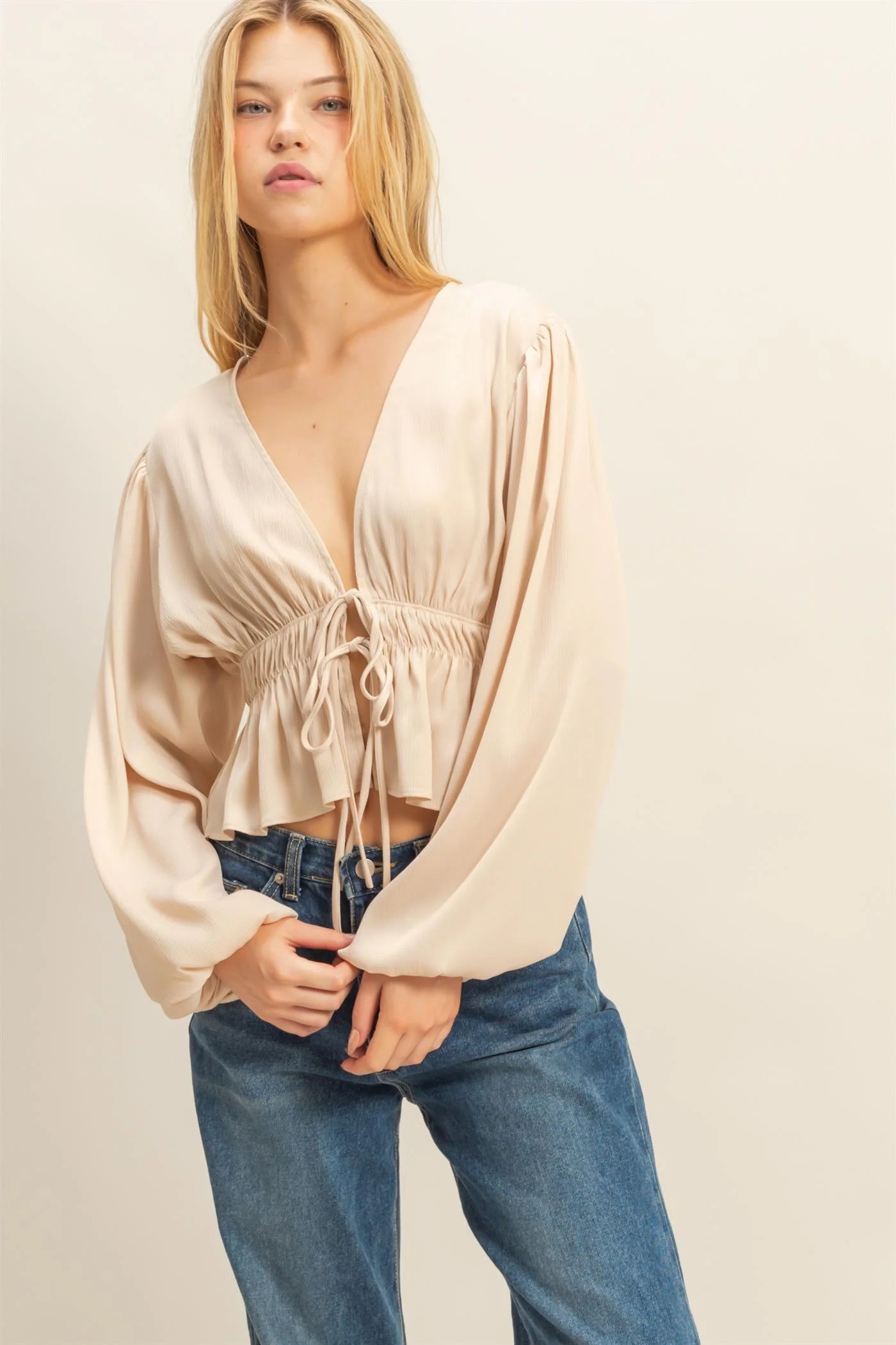 Olivia Deep V-Neck Blouse