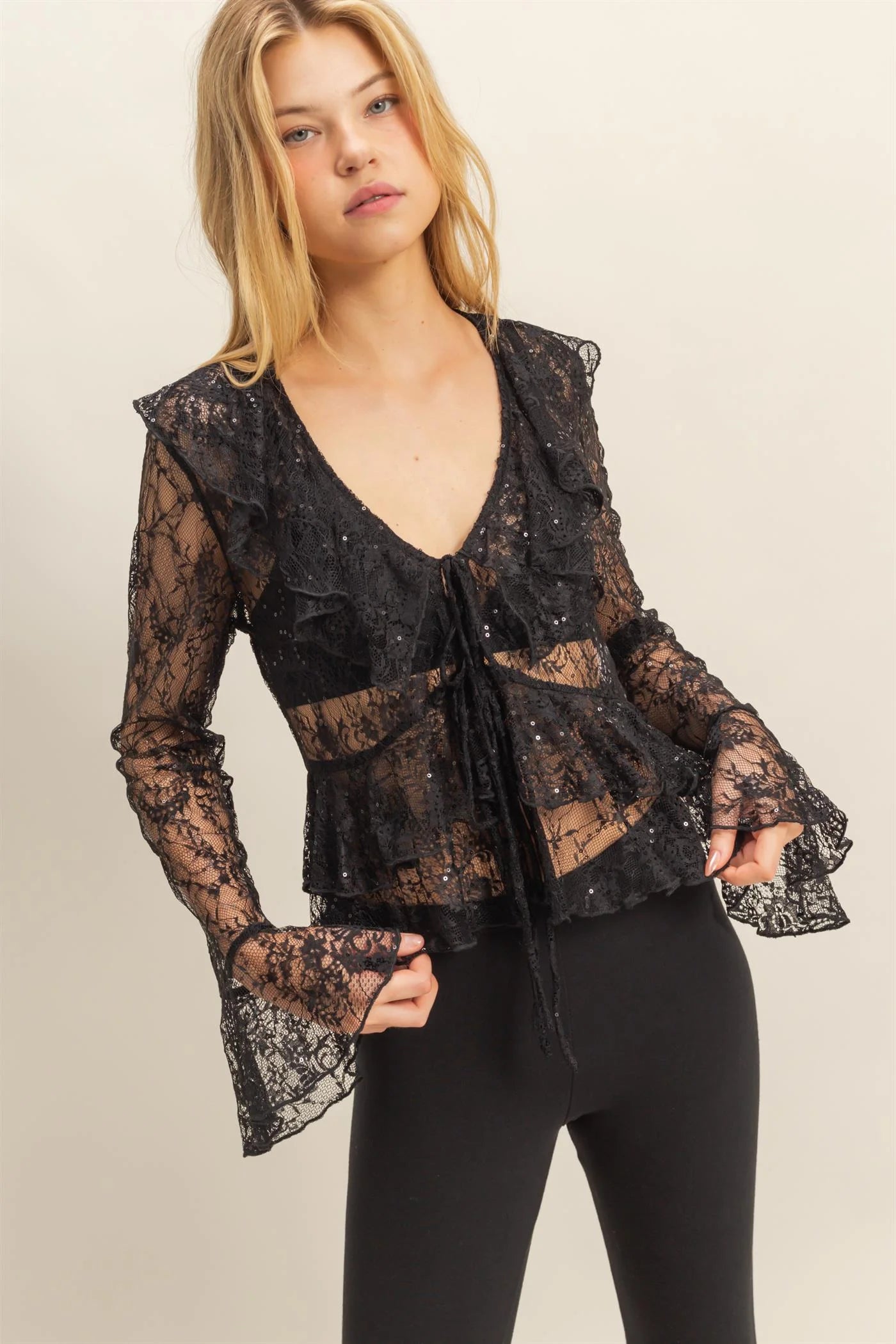 Shina Sheer Lace Blouse – SANITY