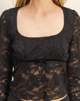 Ribbon Detail Lace Top