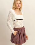 Ribbon Detail Lace Top