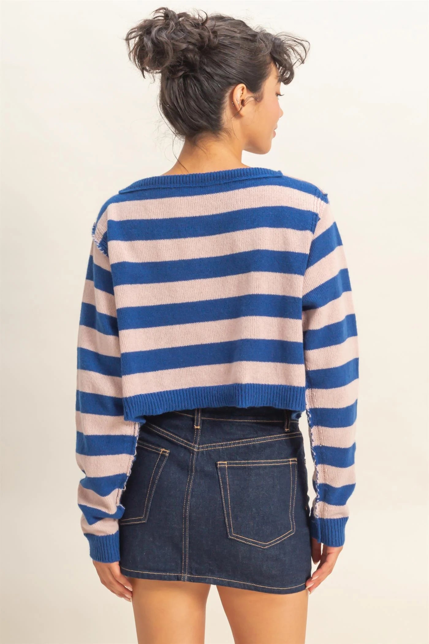 Jet Stripe Crop Sweater