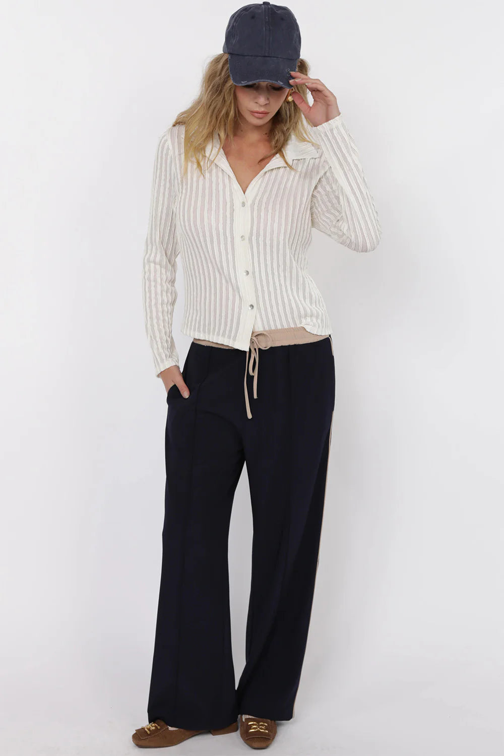 On Film Vintage Contrast Piping Drawstring Pant