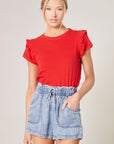 Brooke Ruffle Shoulder Tee (multiple colors)