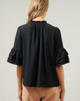 Kiara Split Neck Ruffle Blouse