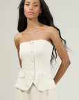 Candida Strapless Button Up Top