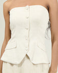Candida Strapless Button Up Top