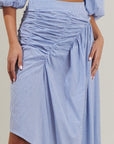 Sammy Striped Belen Ruched Midi Skirt