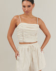 Sandy Shore Bliss Ruched Cropped Top