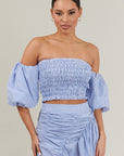 Sammy Striped Elvie Smocked Cropped Top