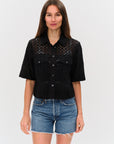 Tove Eyelet Double Pocket Top- Black