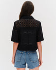 Tove Eyelet Double Pocket Top- Black