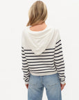 Annalora Striped Button Up Hooded Cardigan