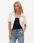 Monroe Short Sleeve Collared Jacket- White - sanitystyle