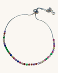 Rainbow Gem Silver Slider Bracelet