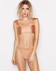 Miley High Waisted Bottoms in Shimmer Nude