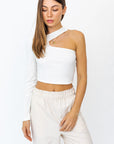 Nickie One Shoulder Top in White