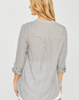 Alanna Stripe Button Down Top in Black