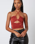 Lydia Halter Wrap Cutout Top