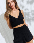 Rita Ruffle Crop Top in Black
