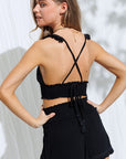 Rita Ruffle Crop Top in Black