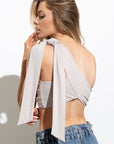 Erika One Shoulder Tie Crop Top in Taupe