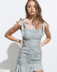 Juliette Printed Ruched Dress in Blue