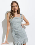 Juliette Printed Ruched Dress in Blue