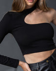 Abigail One Shoulder Top in Black