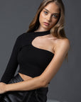 Abigail One Shoulder Top in Black