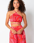 Hailey Printed Tie Crop Top