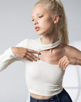 Abigail One Shoulder Top in Ivory