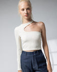 Abigail One Shoulder Top in Ivory