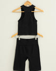 Rosie Ribbed Biker Short in Black