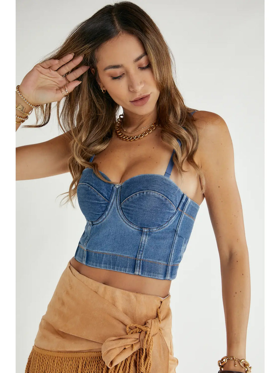 Vedette Denim Corset Top