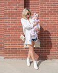Angela Gauze Button Down Top in White