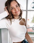 Nickie One Shoulder Top in White