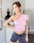Crosby One Shoulder Top in Pink