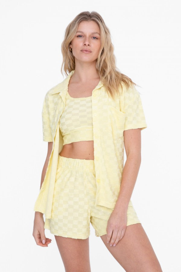 Terry Checkered Crop Top