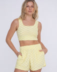 Terry Checkered Crop Top