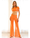 Serenity Mesh Tie Back Top in Orange